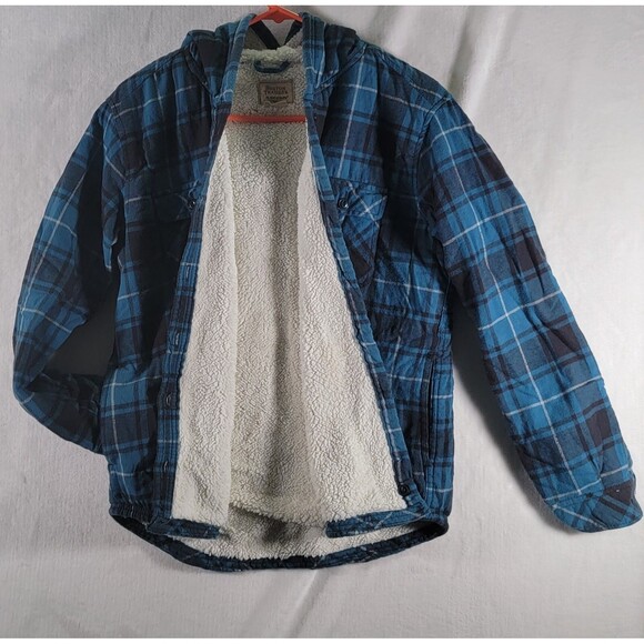 Women's Boston Traders Sherpa Lined Flannel Hooded Botton-up Jacket Size Medium - Picture 8 of 11